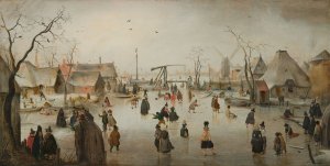 Ice-skating in a Village by Hendrick Avercamp Oil Painting