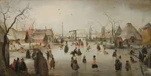 Ice-skating in a Village by Hendrick Avercamp Oil Painting