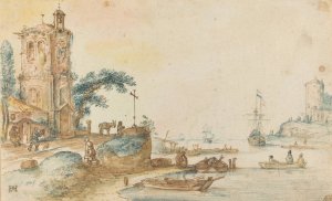 Scene with a Tower to the Left by Hendrick Avercamp Oil Painting