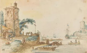 Scene with a Tower to the Left by Hendrick Avercamp Oil Painting