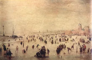 Skaters by Hendrick Avercamp - Oil Painting Reproduction