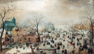 Winter Landscape with Ice Skaters by Hendrick Avercamp Oil Painting