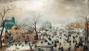 Winter Landscape with Ice Skaters by Hendrick Avercamp Oil Painting