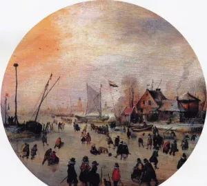 Winter Landscape with Skaters by Hendrick Avercamp Oil Painting