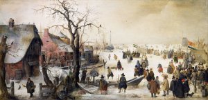 Winter Scene on a Canal by Hendrick Avercamp Oil Painting