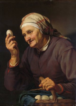 Old Woman Selling Eggs by Hendrick Bloemaert Oil Painting