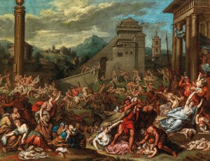 The Massacre of the Innocents by Hendrick Cantelbeek Oil Painting