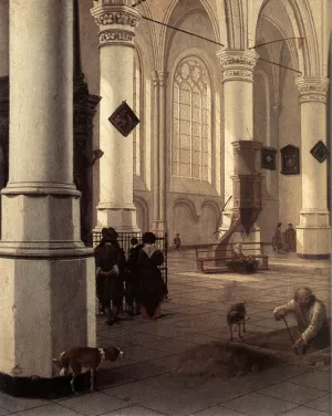 Interior of the Nieuwe Kerk at Delft by Hendrick Cornelisz Van Vliet - Oil Painting Reproduction