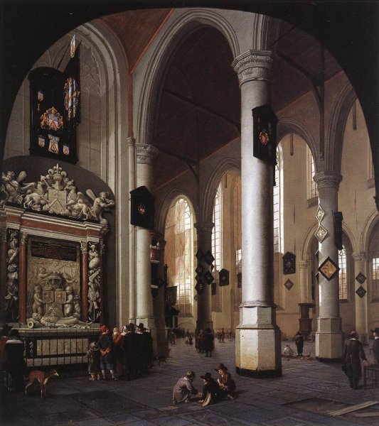 Main Product Photo of Interior of the Oude Kerk, Delft, with the Tomb of Admiral Tromp Painting by Hendrick Cornelisz Van Vliet