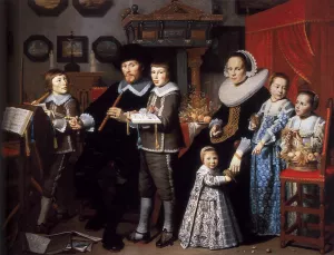 Portrait of Michiel van der Dussen and His Family by Hendrick Cornelisz Van Vliet - Oil Painting Reproduction