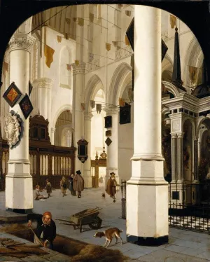 The Interior of The Nieuwe Kerk In Delft with the Tomb of William the Silent by Hendrick Cornelisz Van Vliet Oil Painting