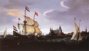 Arrival of a Dutch Three-Master at Schloss Kronberg by Hendrick Cornelisz Vroom - Oil Painting Reproduction