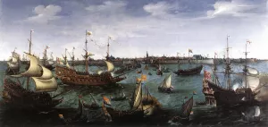 The Arrival at Vlissingen of the Elector Palatinate Frederick V by Hendrick Cornelisz Vroom - Oil Painting Reproduction