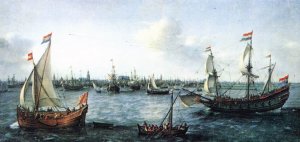 The Harbour in Amsterdam Oil painting by Hendrick Cornelisz Vroom