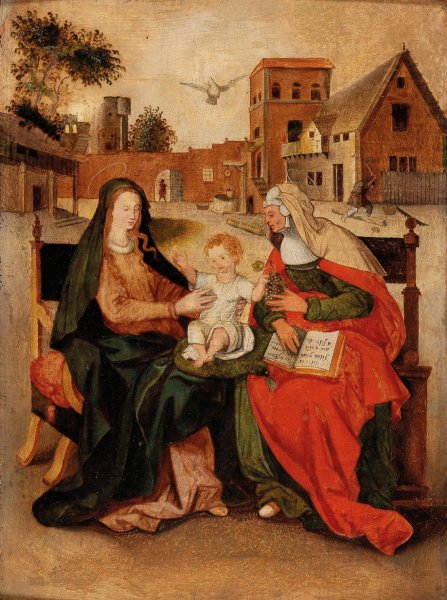 The Virgin and Child with Saint Anne by Hendrick De Clerck - Hand-Painted Oil Painting Reproduction