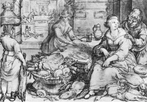 The Rich Kitchen by Hendrick Goltzius - Oil Painting Reproduction
