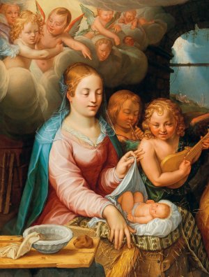 The Virgin and Child with Angels by Hendrick Goltzius Oil Painting