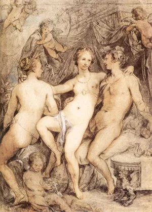 Venus between Ceres and Bacchus by Hendrick Goltzius - Oil Painting Reproduction