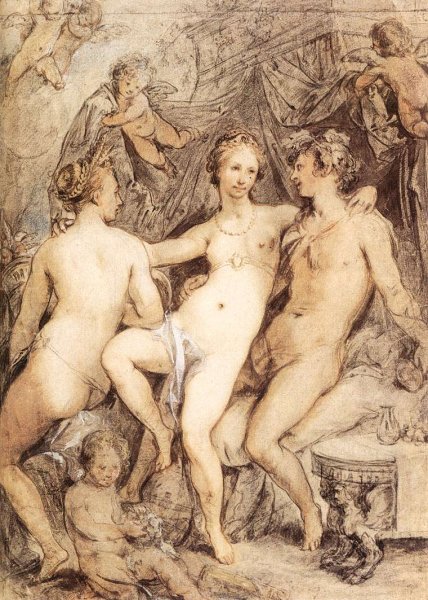 Main Product Photo of Venus between Ceres and Bacchus Painting by Hendrick Goltzius