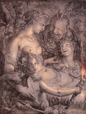 Without Ceres and Bacchus, Venus would Freeze by Hendrick Goltzius - Oil Painting Reproduction
