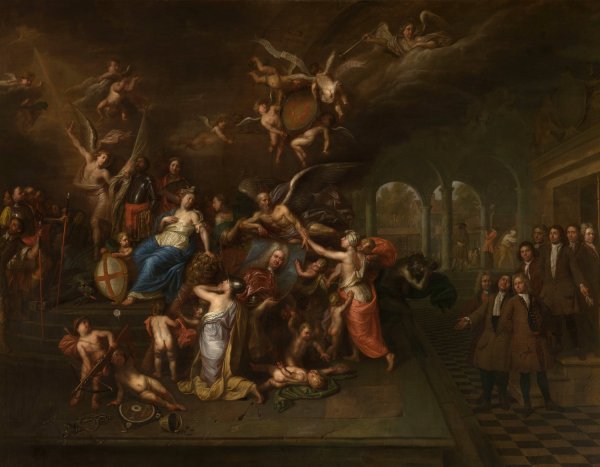 Main Product Photo of The Guild of the Young Albarest Venerates the Portrait of the Dean Karel de Cordes  Painting by Hendrick Govaerts