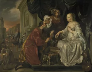 Rebecca Receiving Presents from Abraham's Servant by Hendrick Heerschop Rebecca Receiving Presents from Abraham's Servant by Hendrick Heerschop Oil Painting