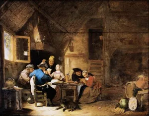 Interior with Peasants Playing Cards by Hendrick Maertensz Sorgh - Oil Painting Reproduction