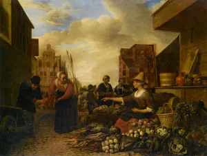 A Vegetable Market by Hendrick Martensz - Oil Painting Reproduction