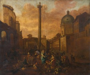 Amsterdam View Of A Roman Market by Hendrick Mommers Oil Painting