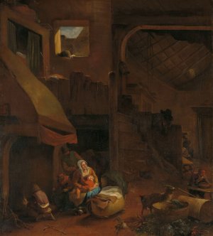 Interior of a peasant hut by Hendrick Mommers Oil Painting