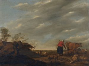 Landscape with a milkmaid by Hendrick Mommers Oil Painting