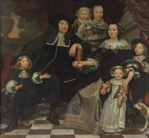 A family on the terrace of a country house Oil painting by Hendrick Ten Oever