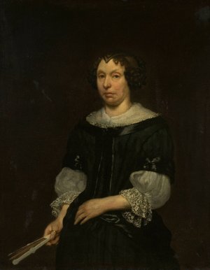 Portrait of a lady with a folding fan by Hendrick Ten Oever Oil Painting