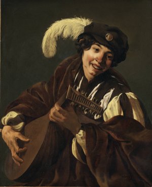 A Boy Playing the Lute by Hendrick Ter Brugghen Oil Painting