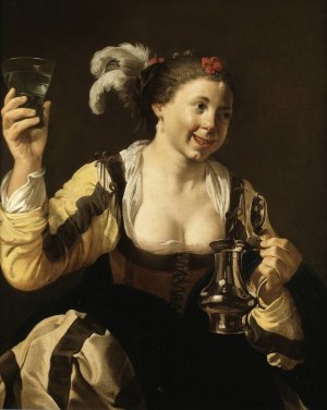 A Girl Holding a Glass by Hendrick Ter Brugghen Oil Painting