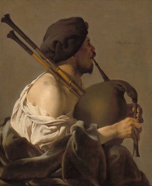 Bagpipe Player by Hendrick Ter Brugghen Oil Painting