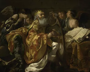 King David Playing the Harp Among Angels by Hendrick Ter Brugghen Oil Painting