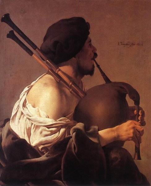 Main Product Photo of Bagpipe Player Painting by Hendrick Terbrugghen