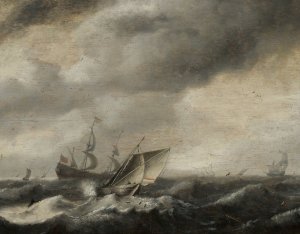 Ships on the sea by Hendrick Van Anthonissen Oil Painting