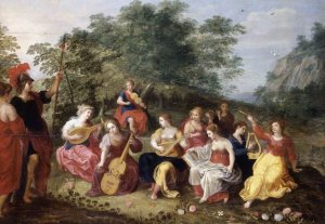 Minerva and the Nine Muses by Hendrick Van Balen Oil Painting
