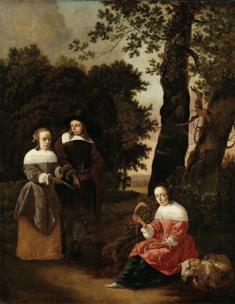 A Couple and a Shepherdess in a Landscape  by Hendrick Van Der Burgh - Hand-Painted Oil Painting Reproduction