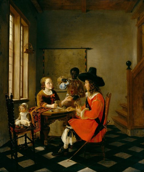 The Game of Cards  by Hendrick Van Der Burgh - Hand-Painted Oil Painting Reproduction