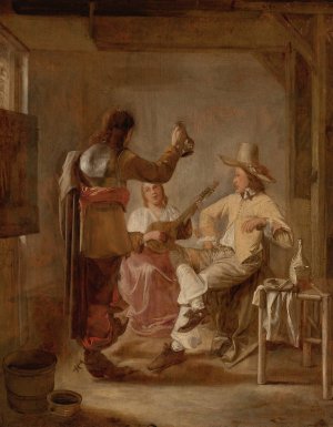 Two Soldiers And A Girl With A Lute by Hendrick Van Der Burgh Oil Painting