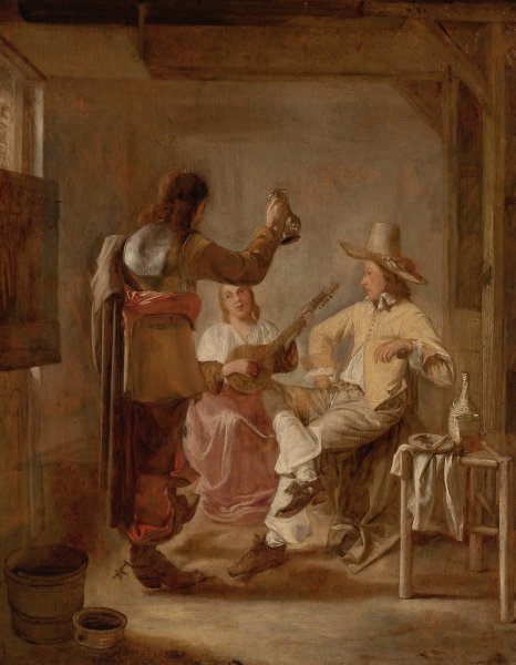 Two Soldiers And A Girl With A Lute by Hendrick Van Der Burgh - Hand-Painted Oil Painting Reproduction