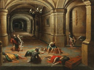A prison interior with the Liberation of Saint Peter by Hendrick Van Steenwijck The Younger Oil Painting