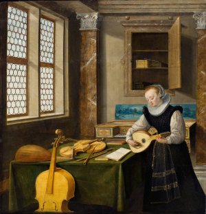 Lady Playing the Lute Oil painting by Hendrick Van Steenwijck The Younger