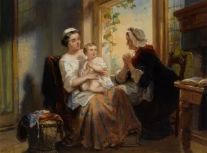 Three Generations by Hendricus Reijntjens Oil Painting