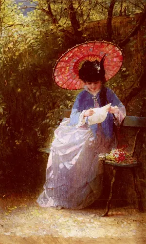 Young Girl Reading Oil painting by Hendricus Jacobus Burger