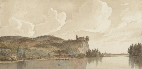 Main Product Photo of Rivierlandschap met Chokier aan de Maas  Painting by Hendrik Abraham Klinkhamer