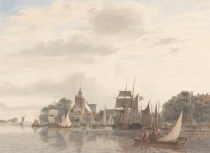 Stad aan het water by Hendrik Abraham Klinkhamer Oil Painting